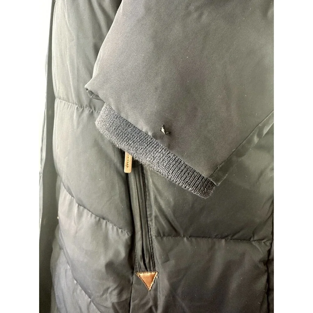 *Flaw Lauren Ralph Lauren Faux Fur Down Coat Black Faux Leather Trim Sherpa XXL - Picture 12 of 16